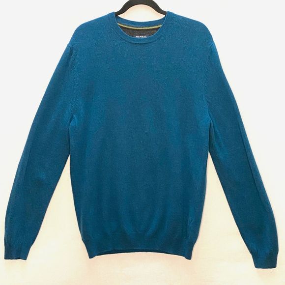Mc Neal Mens Crewneck Sweater XL Mavericks Blue Merino Wool Cashmere Blend - Picture 1 of 14